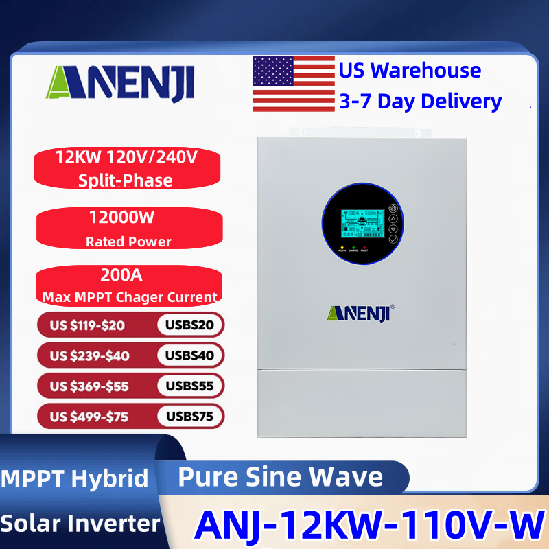 Solar Pump Controller - ANENJI Split-phase 120V/240V 12KW Hybrid Solar