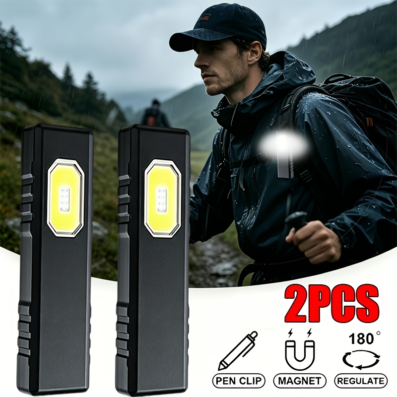 Renewable Energy Battery - 2-Pack Portable Magnetic Flashlights, 5 Lighting