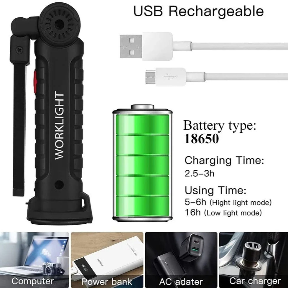 Portable COB LED Flashlight US - Renewable Energy Battery review and price