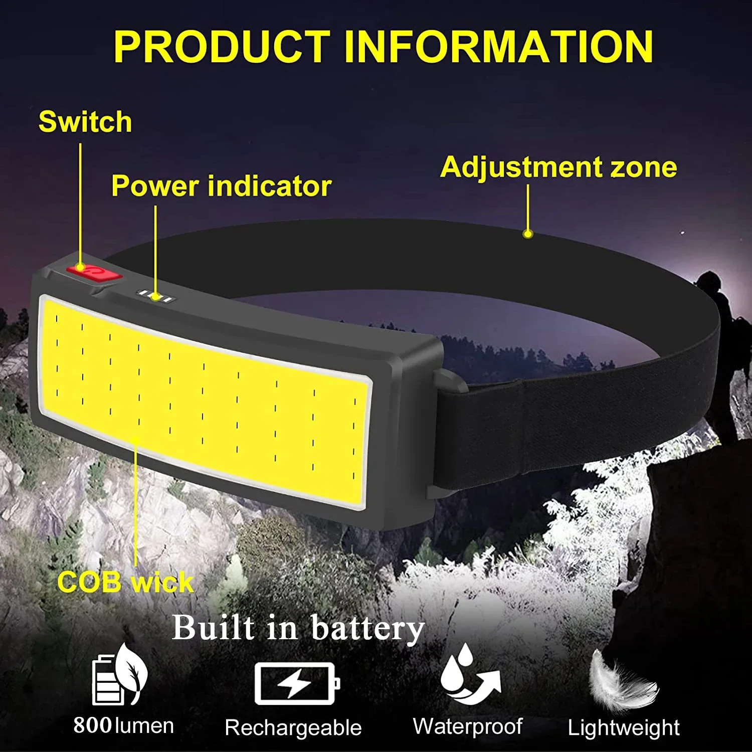 Powerful COB LED Headlamp Type - Renewable Energy Battery review and price