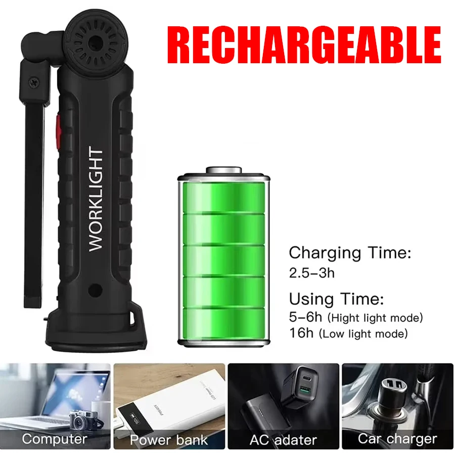 New Portable COB LED Flashligh - Renewable Energy Battery review and price